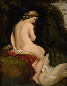 نقاشی -  5 - عکس نقاشی زن برهنه و قو سفید