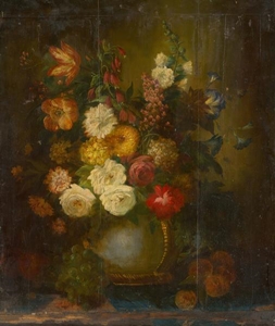 نقاشی -  1854 - عکس نقاشی گلهای سفید و قرمز