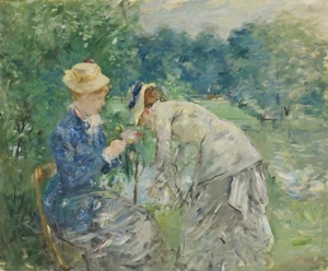 نقاشی -  8 - زن و مرد در هنگام چلپ چلوپ بوسیدن در زمین چمن سبز