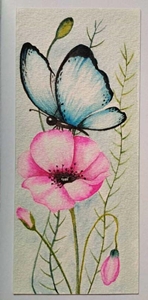 کارت پستال طرح گل و پروانه