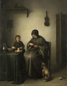 نقاشی -  31 - مردی با پیراهن آستین بلند سیاه و سفید در کنار زن نشسته است
